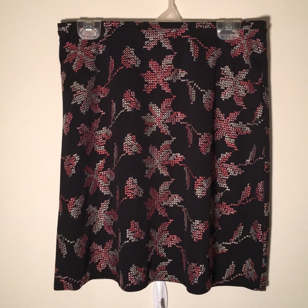 Express Black Floral Cross-Stitch Skirt